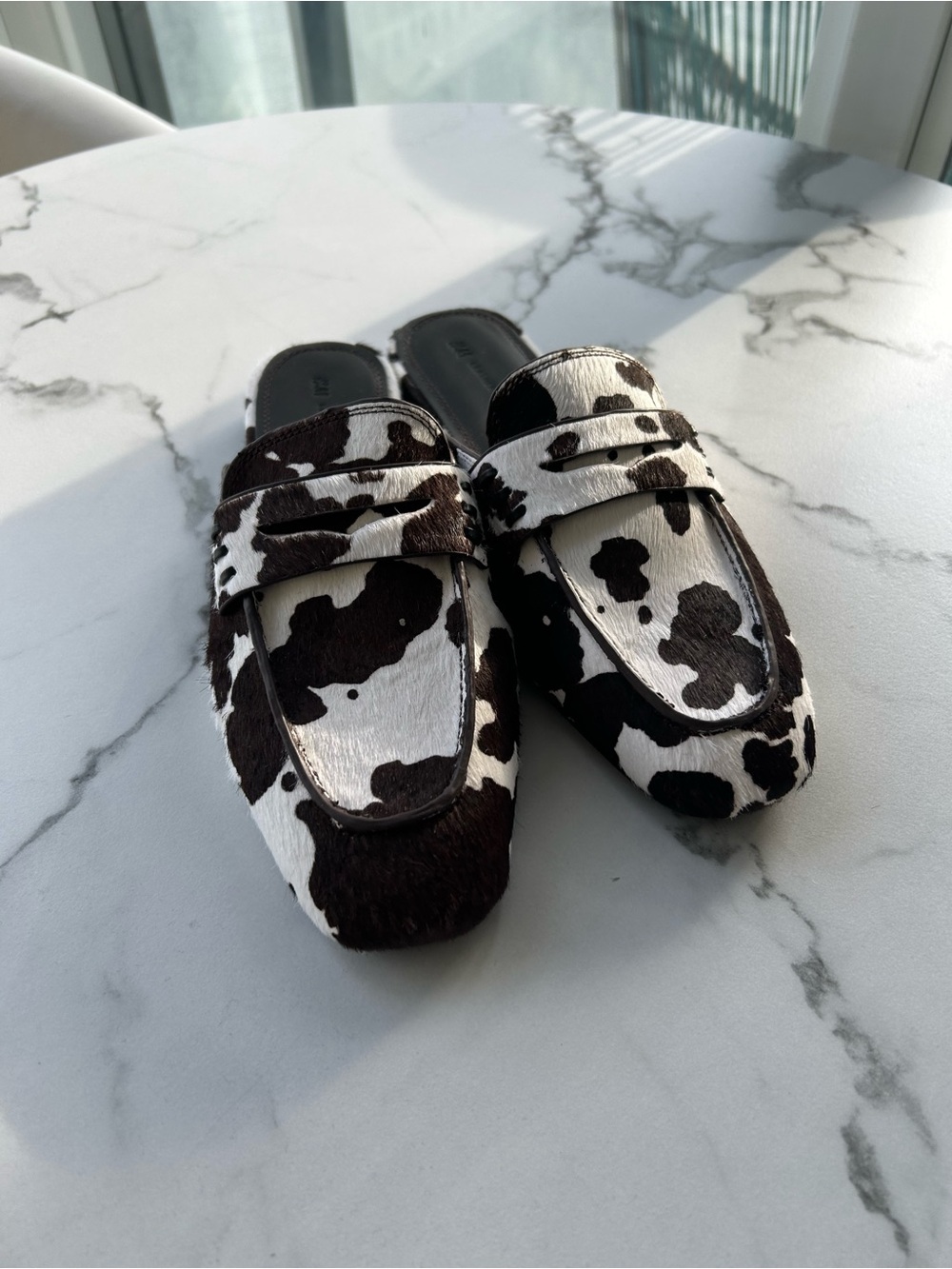 H&M Women's Cow-Print Slip-On Loafers